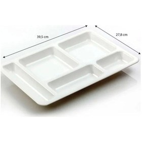 Resim 5 Gözlü Kırılmaz Plastik Tabldot Tabağı Beyaz Self Servis Tabildot Tabilot Tabak Çok Renkli 