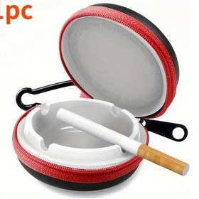 Resim Dashanshop 2024 Mini Yuvarlak Seyahat Araç Küllüğü Kapaklı Siyah Kırmızı Beyaz 