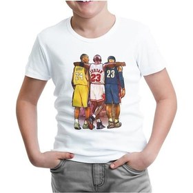 Resim Lord Tshirt Basketball - Jordan & James & Bryant Beyaz Çocuk Tshirt 
