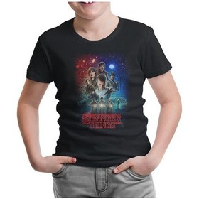 Resim Stranger Things - Moonlight Siyah Çocuk Tshirt 