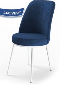 Resim Canisa Dexa Serisi, Üst Kalite Mutfak Sandalyesi, Lacivert Sandalye, Metal Beyaz Iskeletli 