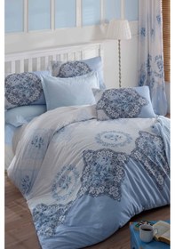 Resim Çift Kişilik Ranforce Nevresim Takımı %100 Pamuklu Şimal Mavi 