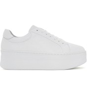 Resim Derimod Kadın Beyaz Bağcıklı Kalın Tabanlı Deri Sneaker 25SFD371618 