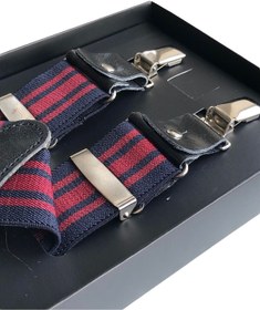 Resim Yage Lacivert 3,5 Cm Bordo Çizgi Desenli Pantolon Askısı 