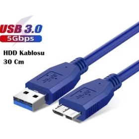 Resim Vwin USB 3.0 HDD Harddisk Taşınabilir Hard Disk Kablosu / Mavi 30 cm / Micro Usb-B / Hızlı Veri Aktarımı 