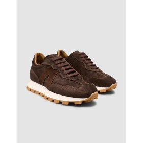 Resim Cabani %100 Hakiki Süet Deri Kahverengi Bağıcıklı Kadın Sneaker Ayakkabı 