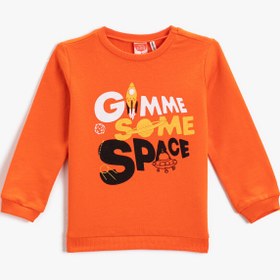 Resim Erkek Bebek Baskılı Sweatshirt Bisiklet Yaka Pamuklu 