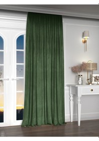 Resim Yakamoz Kadife Görünüm Sarmaşık Yeşili Ada Fon Perde Ekstraforlu Velvet Touch Serisi Sarmaşık Yeşili 