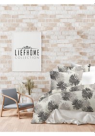 Resim Flanel Pazen Kumaşından Tek Kişilik Nevresim Seti %100 Pamuk/cotton Beyaz - Gri 