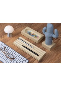 Resim Kayigo Woody Krem Üçlü Ofis Seti - Mavi Cactus 