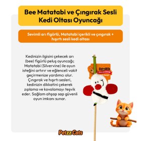 Resim PetzzCats Bee Matatabi ve Çıngırak Sesli Kedi Oltası Oyuncağı Beyaz 42 Cm 