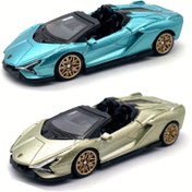 Resim RW 1:64 Ölçekli Çinko Alaşım Döküm Metal Araba Modeli Lamborghini Metal Mavi/Metal Yeşil Çocukların Noel Hediyesi Oyuncak 