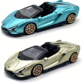 Resim RW 1:64 Ölçekli Çinko Alaşım Döküm Metal Araba Modeli Lamborghini Metal Mavi/Metal Yeşil Çocukların Noel Hediyesi Oyuncak 