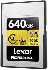 Resim Lexar 640GB Profesyonel GOLD CFexpress 4.0 Tip A Hafıza Kartı 