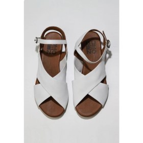Resim Bueno Shoes Beyaz Deri Kadın Düz Sandalet 
