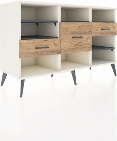 Resim Hyperion Konsol 5 Raflı 3 Çekmeceli 132x44x83 Aytaşı-antrasit/çam Antrasit/çam 