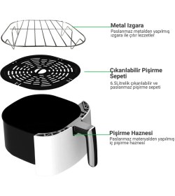 Resim Hava Fritöz Wiami Air Fryer 5 Litre Beyaz Akıllı 545ESERI 50 Hz / 60 Hz Resmi Distribütör Gara 