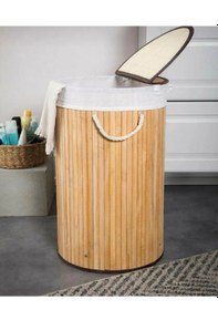 Resim Bambu Yuvarlak Çamaşır Sepeti Kirli Sepeti Bambu 