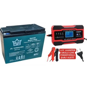 Resim Ortec 12v 80ah Elektrikli Bisiklet Aküsü Ve 10 Amper Şarj Aleti 