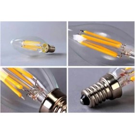 Resim Rustik LED Ampül C35 6500K Beyaz Işık 220V 4W E14 3 Adet 