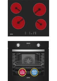 Resim Simfer 8208 + 3970 9 Fonksiyon Qs Siyah Dijital Power Turbo Elektrikli 2'li Ankastre Set 
