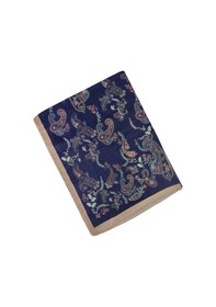 Resim Mim Eşarp Enba Etnik Desenli Soft Pamuklu Şal 75x190 Cm Lacivert - Gold 