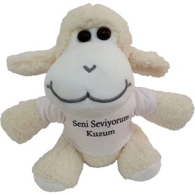 Resim Marsilyan- Seni Seviyorum Kuzum Tişörtlü Peluş Kuzu Oyuncak 