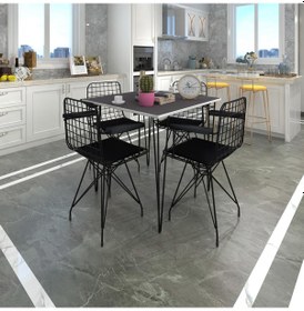 Resim Knsz masa sandalye takımı hem75mazlum grisyh 080*080 klç 4 sandalye syhsyh kolçaklı 