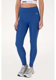 Resim U.S. Polo Assn. Kadın Saks Mavisi Yüksek Bel Spor Tayt 50312978-VR045 