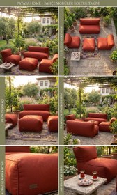 Resim Velvet Serisi Armut Bahçe Mobilyası, Balkon Takımı Su Geçirmez Kumaş 2+1+1 + Puf - Yeşil 