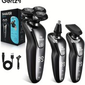 Resim GERTZY 3'ü 1 Arada Erkek Elektrikli Tıraş Makinesi - USB Şarj Edilebilir Taşınabilir Jilet, Burun Kılı Düzeltici ve 3D Yüzen Bıçaklar ile Dijital Ekran 