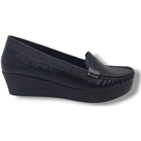 Resim Zerhan 109 Kadın Siyah Pırıltılı Dolgu Topuk Ayakkabı Siyah 