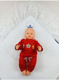 Resim Dantelli Taçlı Bebek Kundağı Unisex Bebek Dış Kundak Battaniyesi Hastane Çıkışı Mevlütlük Kundak Lacivert 