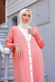 Resim Düğmeli Merserize Hırka Pembe - Standart 