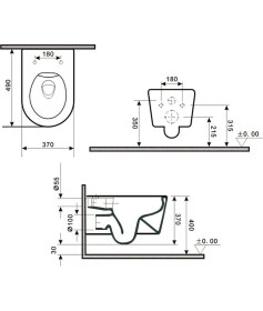 Resim Lena ET-501M5 Siyah Mermer Desenli Klozet 