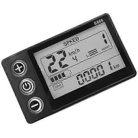 Resim Elektrikli Bisiklet İçin S866 Kontrol Paneli Su Geçirmez Lcd Ekran 6pın Siyah. 