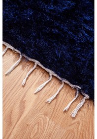 Resim El Dokuması Peluş Kilim 70 140 Cm Yolluk Banyo Mutfak Kapı Önü Paspası Lacivert 