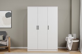 Resim KARDELEN BEYAZ ELBİSE DOLABI, 3 KAPAKLI, 5 RAFLI, 120 CM 