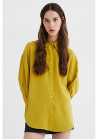 Resim Stella Pulvis Yeşil Oversize Modal Gömlek Sarı 
