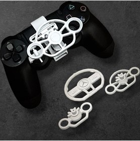 Resim Salıncak 3lü Ps4 Oyun Kolu İçin Mini Direksiyon Beyaz Set (Pratik Kullanım Tam Ölçü) 