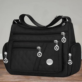 Resim Yeni Büyük Kare Cinsiyetsiz Çapraz Çanta, Oxford Kumaş Omuz Çantası, Şık ve Çok Yönlü Tuval Tote [Zipper Çekme Yönü Rastgele] 