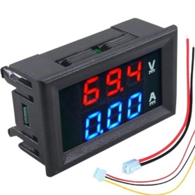 Resim Dijital Dual Voltmetre Ampermetre Volt Akım Ölçer Dc 0-100V 10A Kırmızı-Mavi, Voltmetre, Ampermetre 