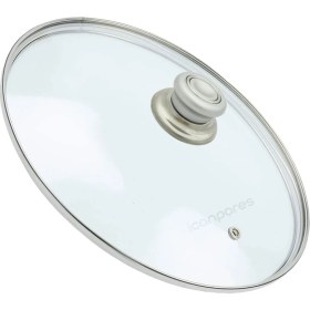 Resim İcanpares Tencere Sahan Tava Cam Kapağı Buhar Delikli Kapak 20 cm ve Gri Tutma Tepesi 