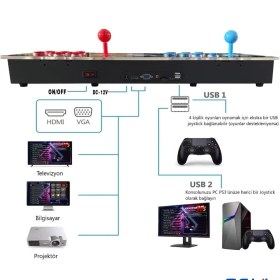 Resim Schitec 4khd 3D Gamebox Arcade 48 Emülatörlü Oyun Konsolu Pandora Atari Makinası 42000 Oyunlu Tv Baglanan 
