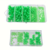 Resim Parlak Yeşil Oval Balıkçılık Boncukları - Tatlısu & Tuzlu Su Balıkçılığı için Premium Anti-Çarpışma Yumuşak Plastik Dişli - Saklama Kutusu ile Yüksek Kaliteli Yemler, Yem Organizasyonu | Şeffaf Kapak | Dayanıklı Plastik Boncuklar, Balıkçılık Yemi 