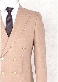 Resim Jan Carlucci Yazlık Kruvaze Yarım Astar Metal Düğme Slimfit Drop 6 Ceket Açık Somon Rengi Camel 