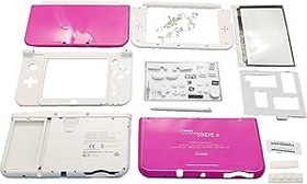 Resim Pembe Renk Yeni 3DSXL Ekstra Muhafaza Kılıfı Kabukları Komple Set Değiştirme, Yeni 3DS New3DS XL LL 3DSLL New3DSXL Konsol, Gül Kırmızısı Dış Muhafaza + Vidalar, Düğmeler, Ekran Koruyucu, Stylus Kalem 