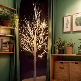 Resim 1 adet 121.92cm/152.4cm/182.88cm Yapay LED Işıklı Çam Ağacı Zemin Lambası - USB Güçlü, Modern Plastik Tasarım ile Sıcak Beyaz Işıklar, Ev, Düğün, Festival, Parti, Tatil, Cadılar Bayramı, Şükran Günü Dekoru, Tüm Mevsim Hediyesi, Parti Dekorasyonu | Modern Ağaç Lambası | Dayanıklı Plastik, Noel Süsleri 