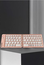 Resim Torima TK-08 Pembe Kablosuz Katlanabilir Şarjlı Taşınabilir Mini Bluetooth Klavye 