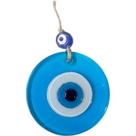 Resim Şeffaf Mavi Nazar Boncuklu Duvar Süsü 10 Cm Cam Duvar Dekoru 